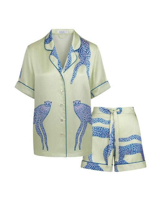 Piola Blue Silk Short Pyjama Set