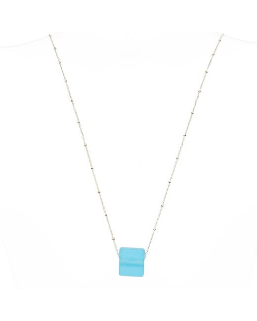 Smart Glass Jewelry Blue Recycled Gin Bottle Cube Necklace Aqua