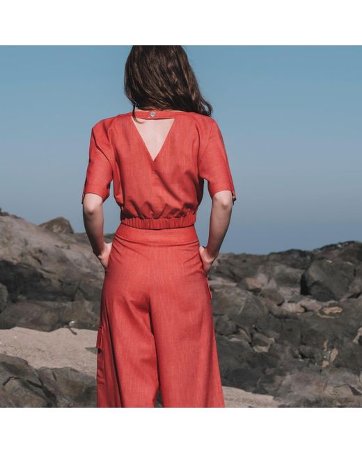 Mirimalist Red Flame Wide Leg Pants