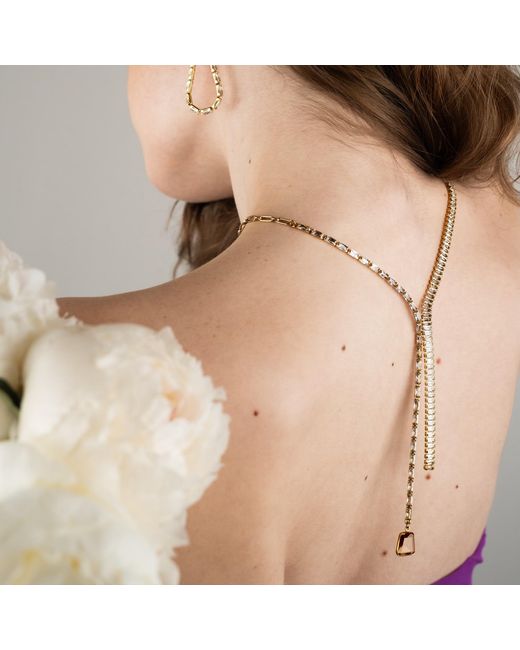 Rare Matters Jewelry Metallic Neutrals Golden Hour Clear Lariat Necklace