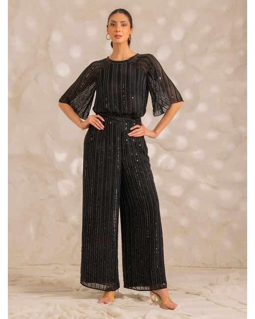 Rose & Nancy Black Aurora Sequin Top