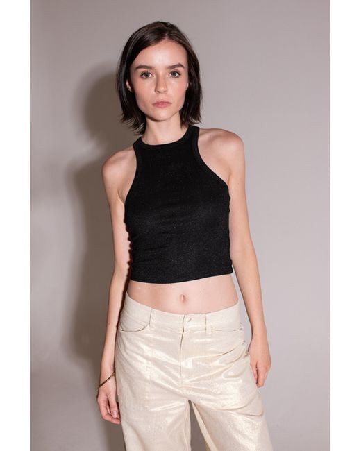 Vænn Black Metallic Crop Tank