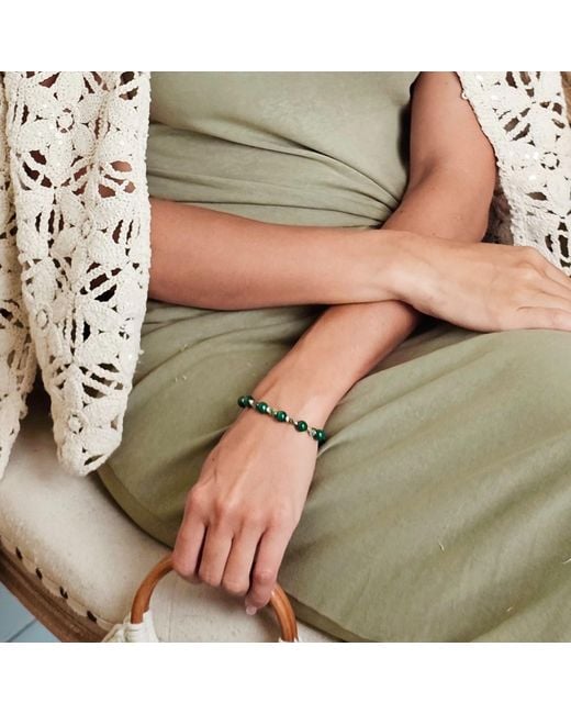 Farra Green Malachite And Heart Agate Adjustable Bracelet
