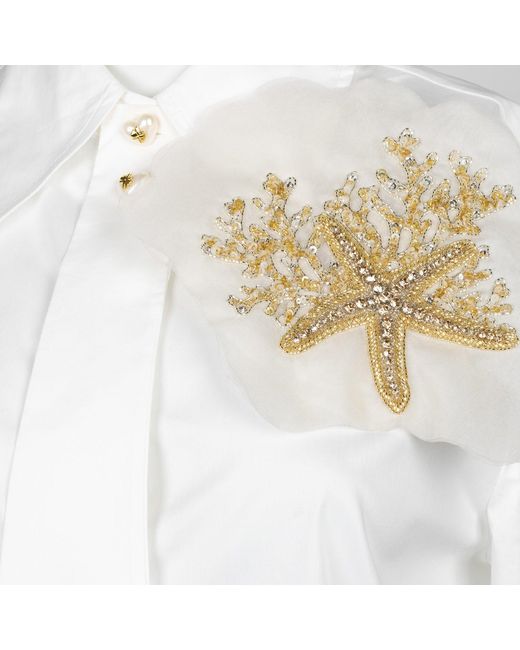 Laines London White Laines Couture Tie Shirt With Embellished Shell