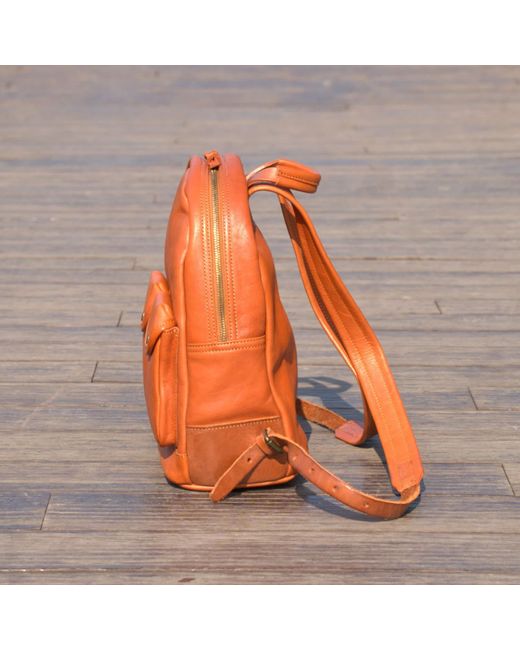 Rimini Orange Leather Backpack 'stefania'