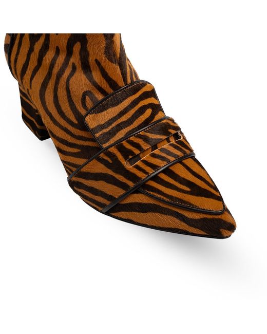 Rosamund Muir London Brown Neutrals Luciana & Dark Zebra Print Loafer Boots