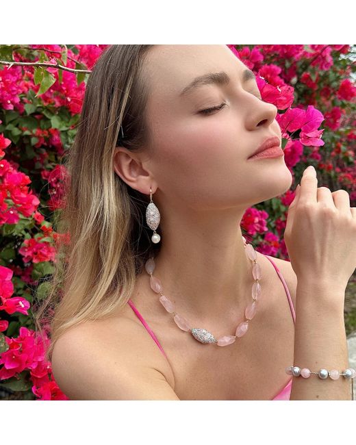 Farra Pink Rose Quartz Elegance Necklace