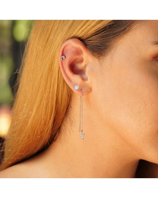 Spero London White Diamond Solitaire Stud Earring