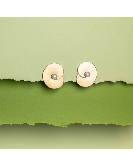 Silver Moon Metallic Pearl Water Lily Plated Sterling Earrings