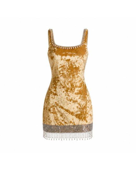 International Appeal Metallic Velvet Pearl Mini Dress
