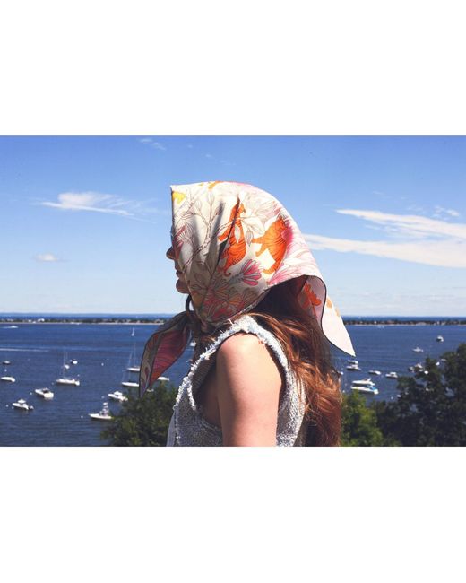Jessie Zhao New York Blue Double Sided Silk Scarf Of Jungle Adventure
