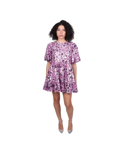 Laura Citron Purple Glitter Garden Babydoll Dress