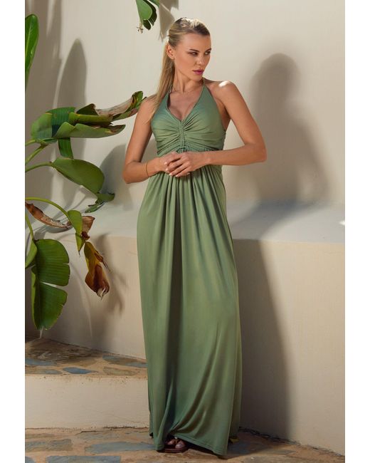 Chic by Lirette Green Halter Dress Natural