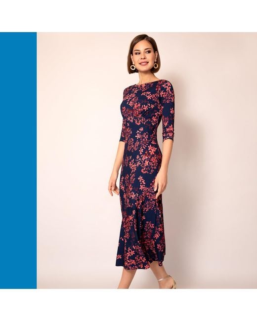 Alie Street London Purple Maxine Asymmetric Dress Bronzed Blooms