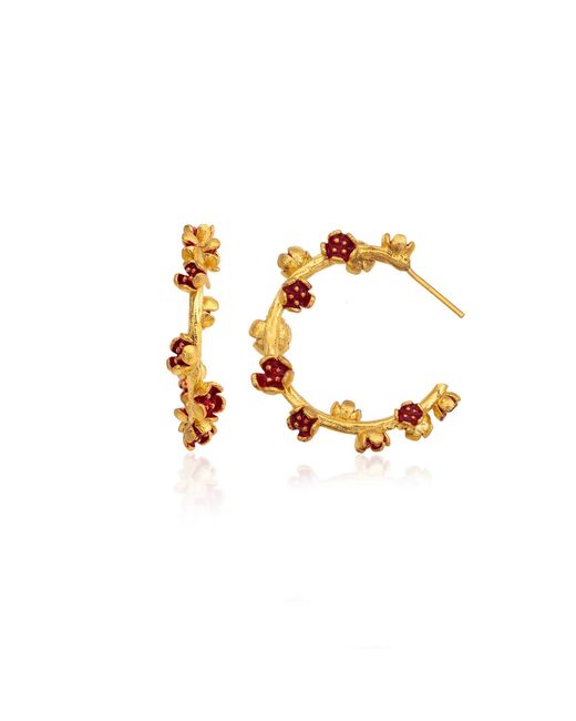 Milou Jewelry Red Large Flower Hoop Earrings
