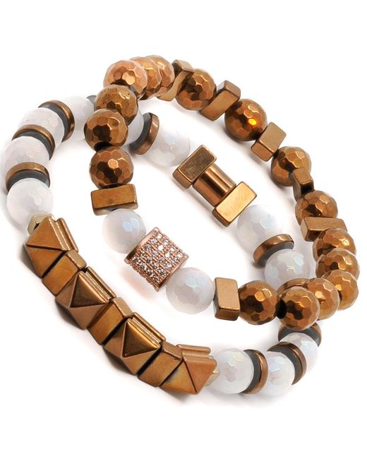 Ebru Jewelry Brown Rose Energy Quartz Bracelet Set