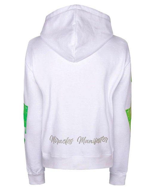 Miracles Manifester White Inspirational Affirmation Hoodie With Reflective Design