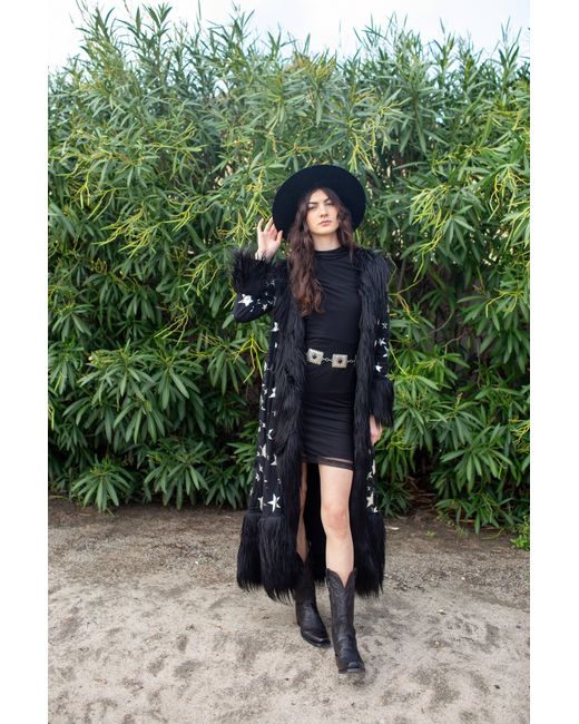 Jennafer Grace Black Penny Deluxe Starina Faux Fur Coat