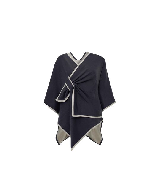 James Lakeland Blue Front Knot Poncho