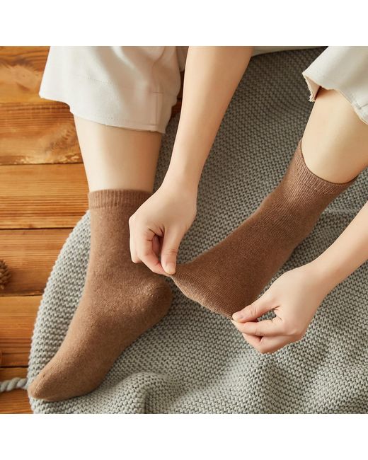 Soft Strokes Silk Brown Wool Quarter-Length Socks Set Of Two