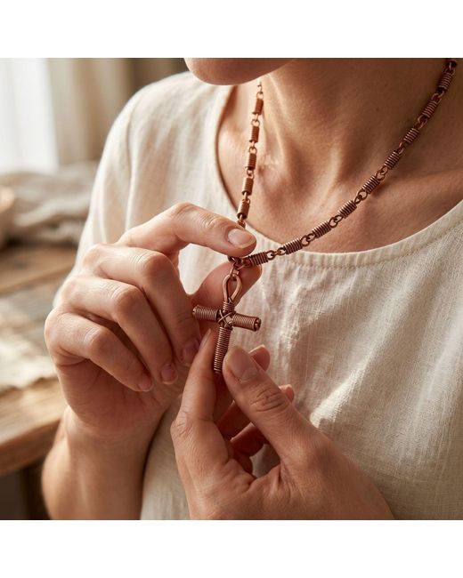 Anatoliacraft Brown Copper Ankh Pendant Necklace