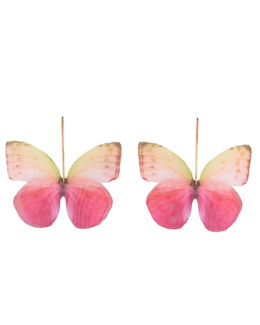 Oana Savu Pink Blush Rose Silk Butterfly Earrings Butterfly Fairy Wings