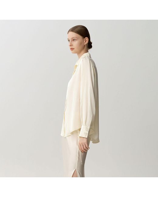 Silkinc Natural Neutrals Wide Collar Champagne Silk Shirt