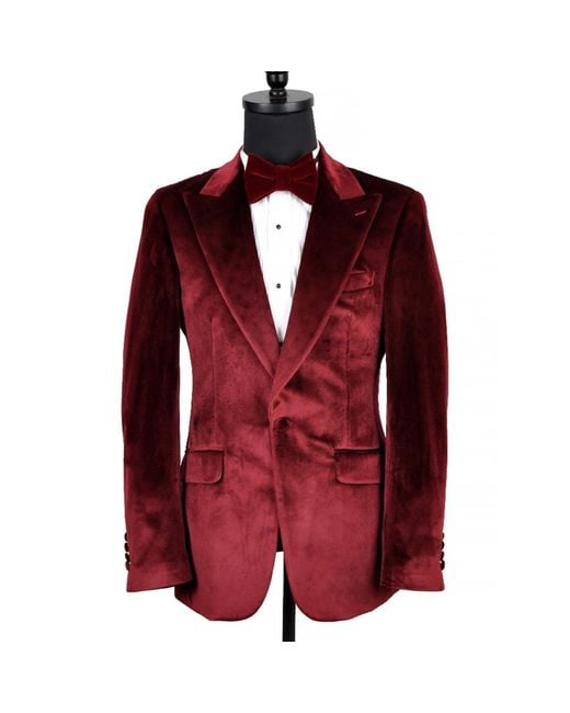 DAVID WEJ Red Maison Velvet Blazer – for men