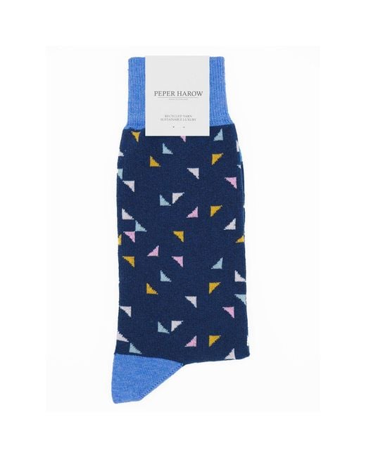 Peper Harow - Made in England Blue Trilateral Socks for men