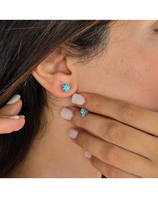 Harfi Blue Aquamarine Moissanite Crystal Sterling Earrings