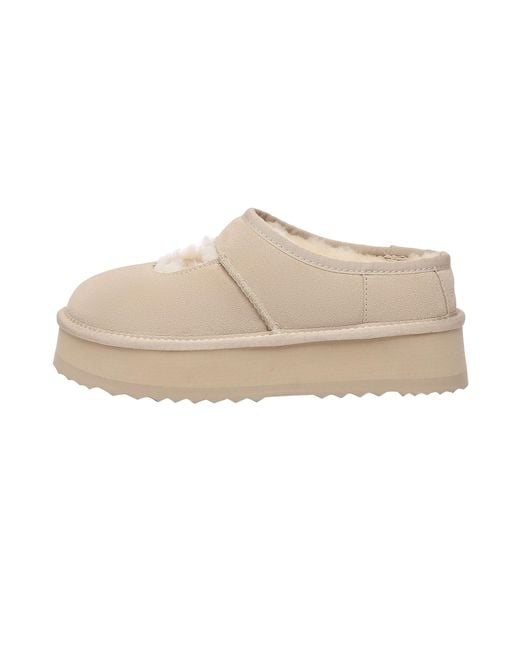 EverAu Australia Natural Neutrals Plumed Ankle Platform Slippers