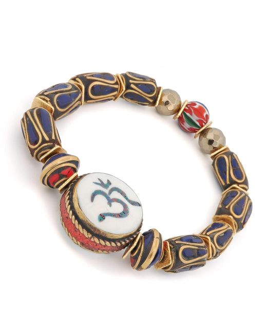 Ebru Jewelry Metallic Soul Balance Om Charm Bohemian Spiritual Beaded Bracelet