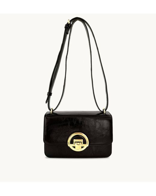 Apatchy London Black The Tilly Chocolate Crinkle Patent Leather Bag