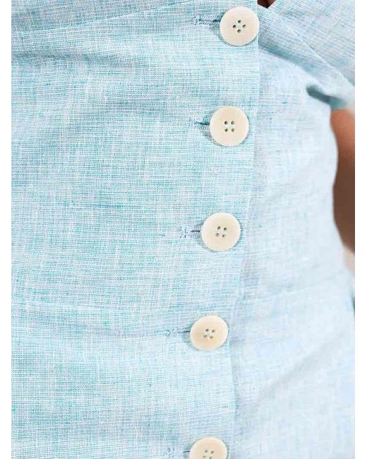 blonde gone rogue Blue Linen Mini Dress, Upcycled Linen