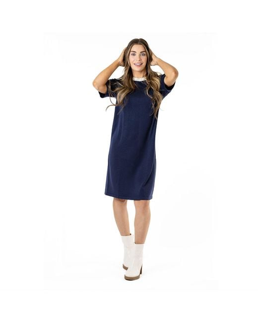 Zenzee Blue Silk Cashmere Tee Shirt Dress