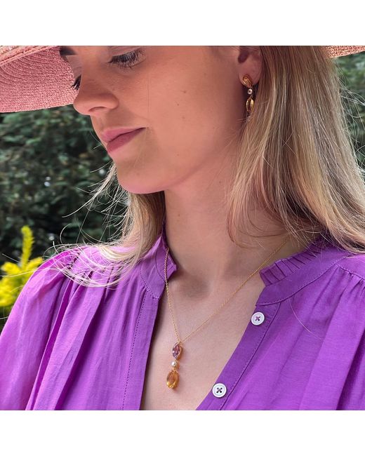 Augustine Jewels Metallic Amethyst & Citrine & Topaz Necklace