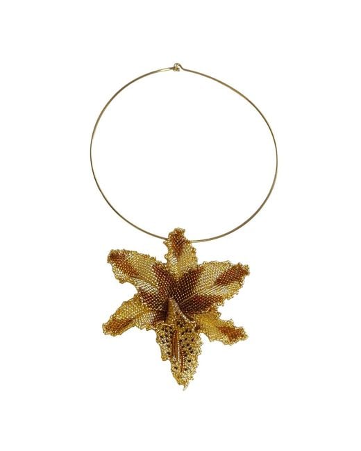 Iliana Arrazola Metallic Orchid Choker, And Bronze, Glass Beads, Beaded Jewelry