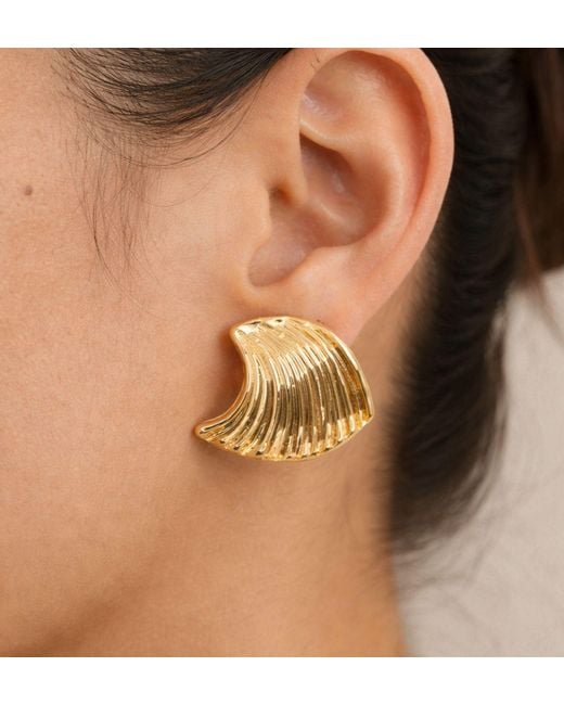 Uchi and Soto Metallic Nami Wave Large Stud Earrings