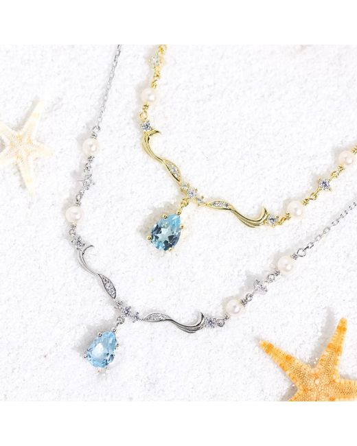 Azura Jewelry New York Metallic Seabreeze Serenity Topaz Necklace