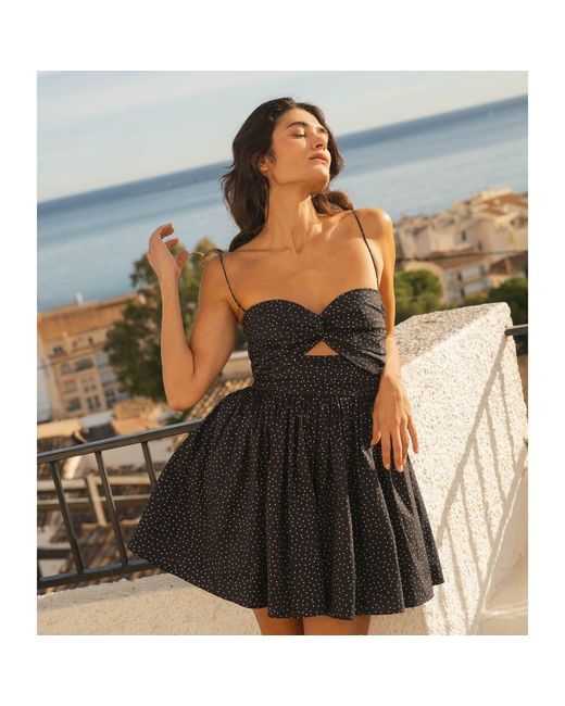 NUAJE NUAJE Black Reverie Twist Front Ruched Cotton Mini Dress