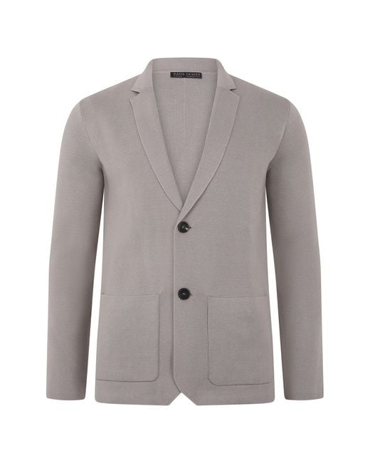 Paul James Knitwear Gray Lightweight Mercerised Cotton Giuseppe Knitted Blazer for men
