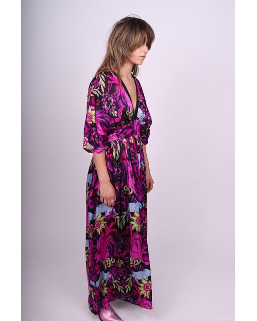 Any Old Iron Purple Return Of The Panther Printed Kaftan Maxi Dress