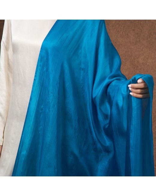Silk and Bears Blue Silk Scarf – Hand-Dyed Mulberry Silk Shawl, Wedding & Evening Wrap