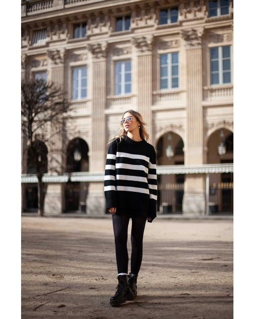 SALANIDA Black Marina Striped 100% Merino Sweater