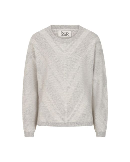 Loop Cashmere Gray Textured Chevron Sweater