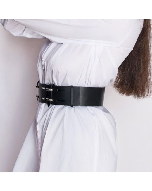Haute Cuir Black Slim Structural Leather Belt