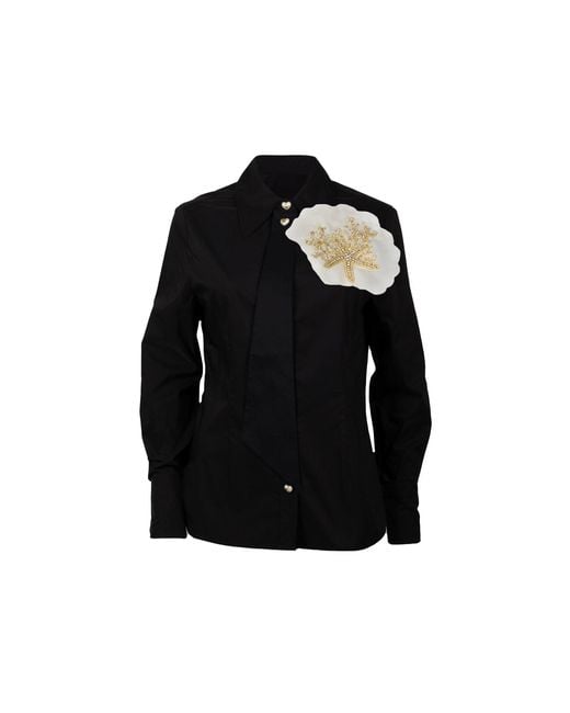Laines London Black Laines Couture Tie Shirt With Embellished Shell