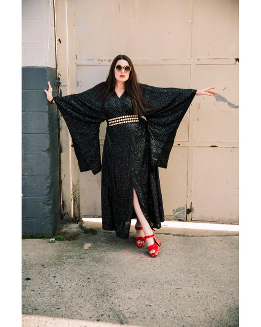 Byvinnik Black Bohémienne Sequin Kimono Robe