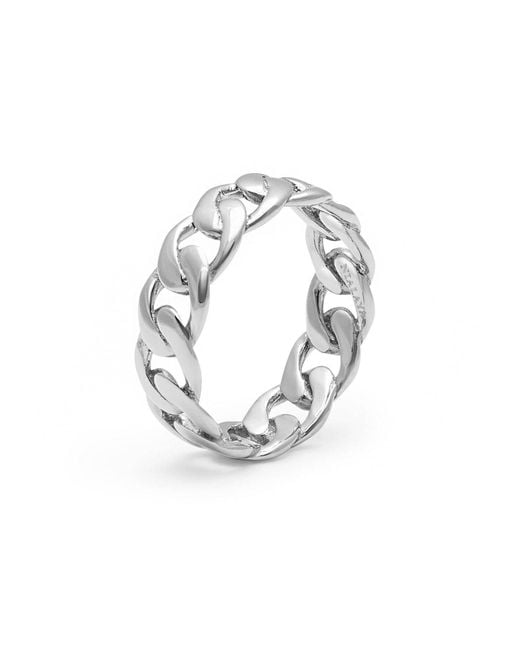 Nialaya White Stainless Steel Chain Ring