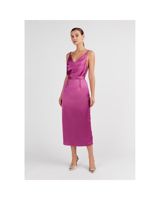 Undress Purple Kamea Satin Midi Cocktail Dress